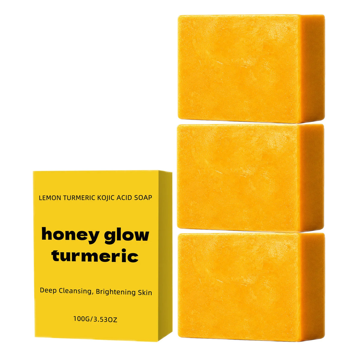 Turmeric Kojic Acid Honey Glow Soap – Lemon Face & Body Bar Cleansing Bar Soap SWANS 3pcs 100g