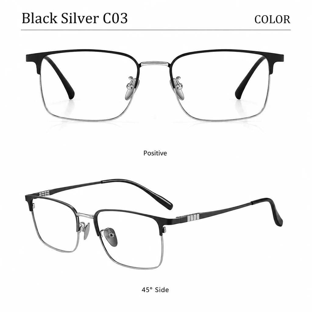 Extra Wide Pure Titanium Half Rim Eyeglasses Frame – Unisex Eyeglasses Frame SWANS