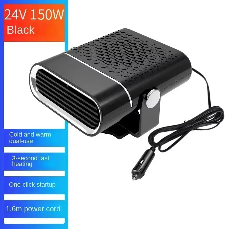 Portable Car Heater 12V/24V – Windshield Defroster & Defogger Portable Car Heater SWANS 24V Black