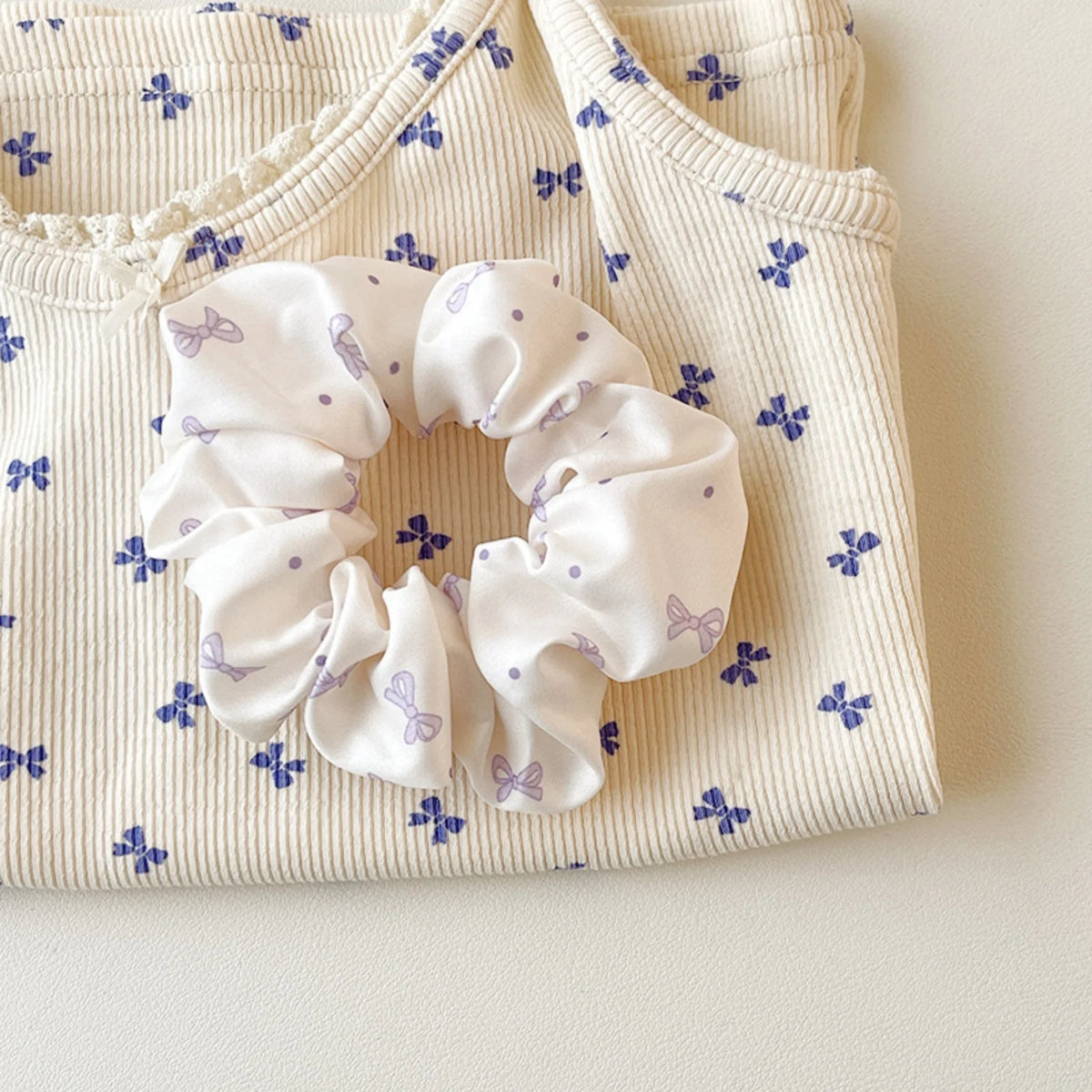 Sweet Bow Satin Scrunchie – Cute Elastic Hair Tie for Girls Satin Hair Scrunchie SWANS purple