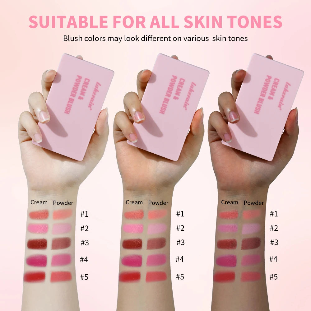 Lakerain Cream & Powder Blush – 5 Colors, High Pigment Face Blush Makeup SWANS