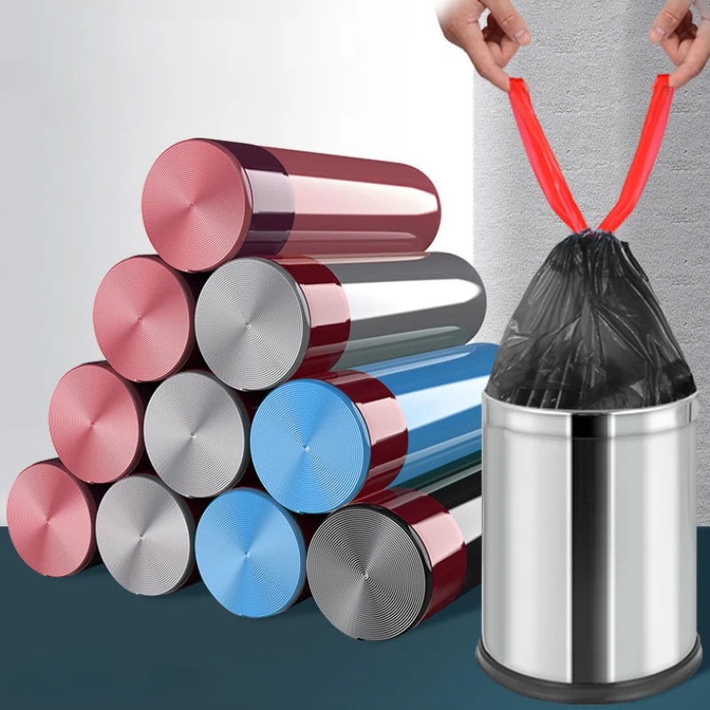 Thickened Drawstring Garbage Bags – Auto-Close Kitchen Trash Bags Drawstring Trash Bags SWANS 9per pack Multicolor