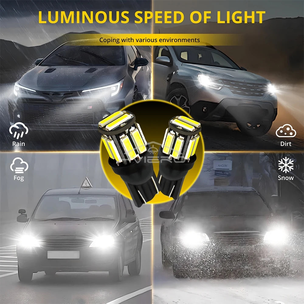 T10 W5W 7020 10-SMD LED Car Bulbs 12V White – 1/2/4 Pack LED Car Bulb SWANS