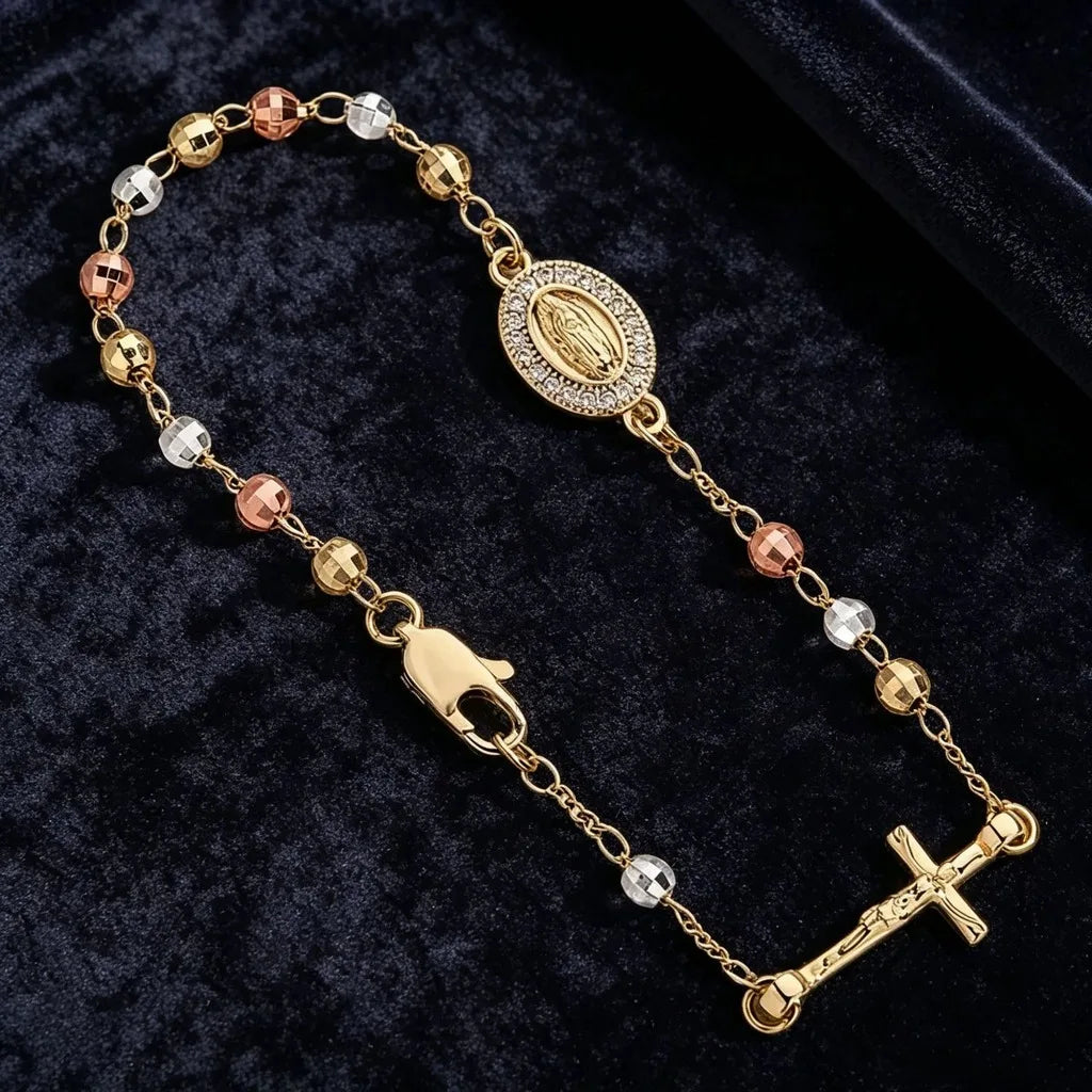 Virgin Mary Zircon Charm Bracelet – Mixed Tone Light Luxury Charm Bracelet SWANS