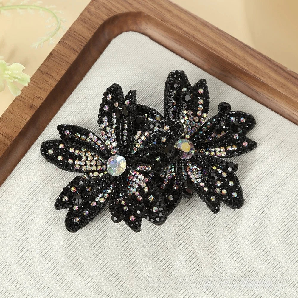 3D Rhinestone Rose Flower Patch – DIY Appliqué Craft Pair Rhinestone Appliqué Patch SWANS