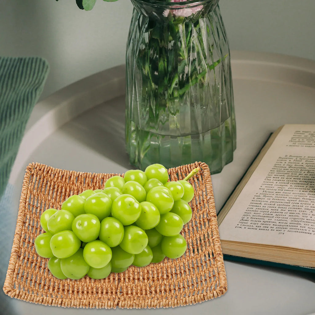Imitation Rattan Woven Serving Tray – Fruit, Bread & Snack Dish Woven Serving Tray SWANS other