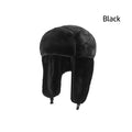 Windproof Russian Ushanka Bomber Hat – Unisex Winter Cap Winter Bomber Hat SWANS black