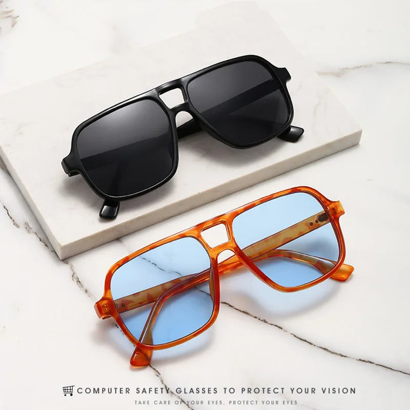 Y2K Oversized Double Bridge Square Sunglasses UV400 Fashion Sunglasses SWANS
