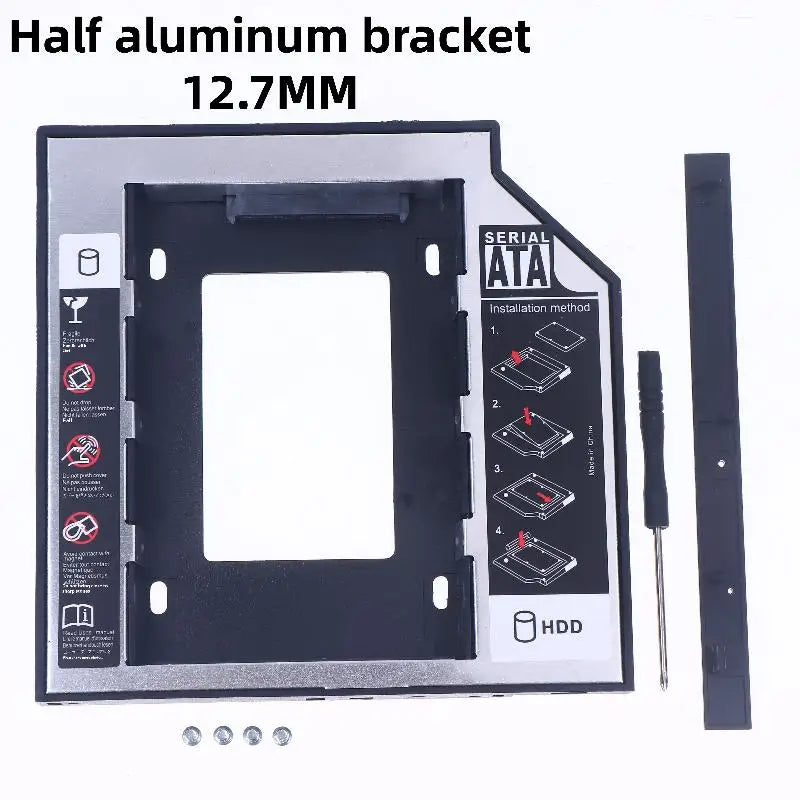 Universal HDD Caddy 9.5/12.7mm SATA 3.0 – 2nd Drive Optibay HDD Caddy Enclosure SWANS Plastic Aluminum B