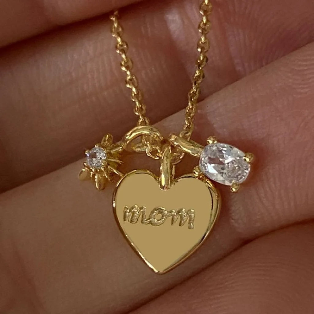 Mom Heart Locket Necklace – Copper Zircon Mother's Day Gift Locket Pendant Necklace SWANS
