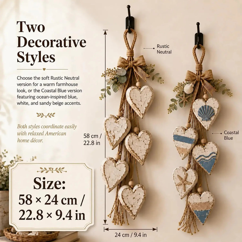 Rustic Farmhouse Heart Wall Hanging – 5-Layer Wood & Hemp Wall Hanging Decor SWANS