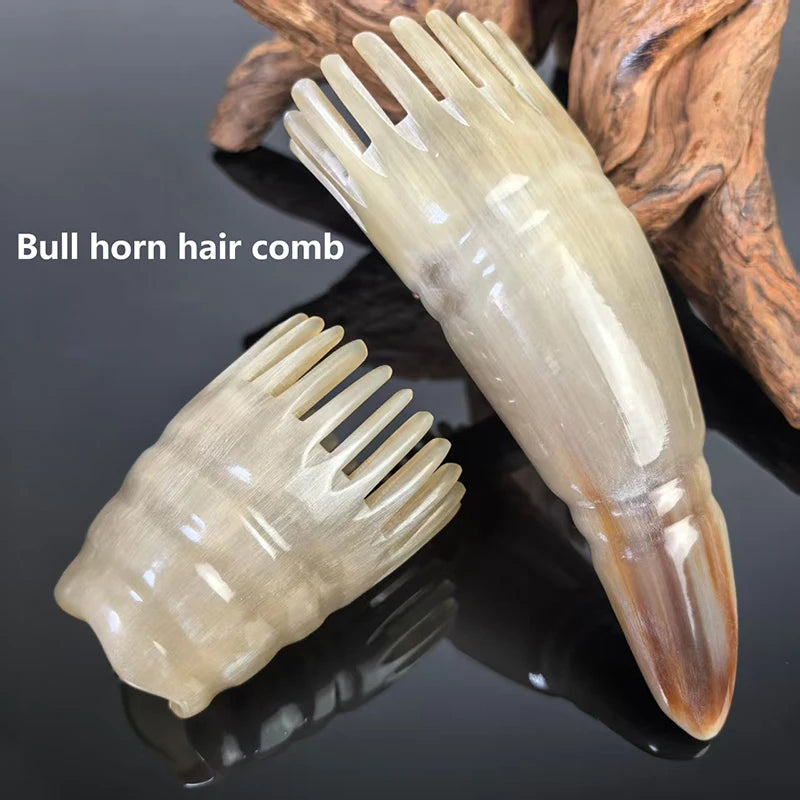 Wide Tooth Natural Horn Comb – Scalp Massage & Detangler Scalp Massage Comb SWANS