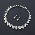 Pearl Rhinestone Necklace & Earrings Set – Wedding Jewelry Jewelry Set SWANS White