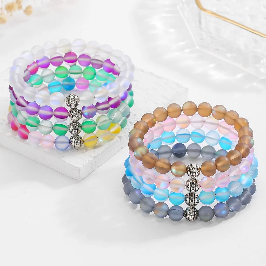 Frosted Moonstone Elastic Bracelet – Bohemian Crystal Beaded Crystal Beaded Bracelet SWANS