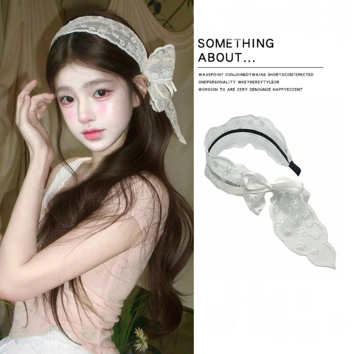 Lace Bow Headband – Elegant Black & White Hair Hoop for Women Lace Bow Headband SWANS