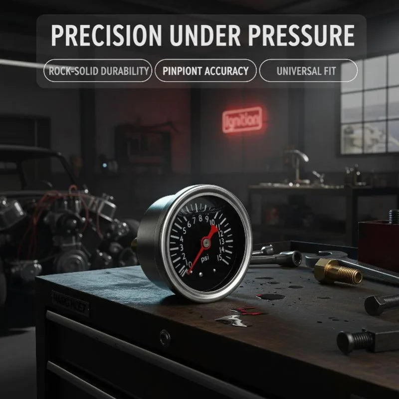 0–15 PSI Liquid-Filled Pressure Gauge 40mm 1/8" NPT | Fuel & Hydraulic Pressure Gauge SWANS
