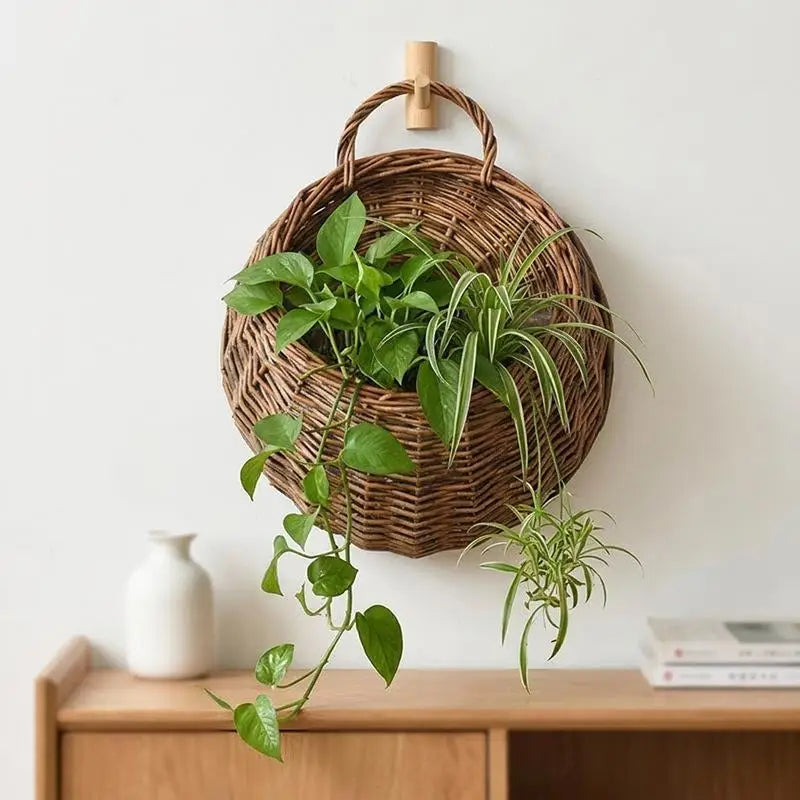 Handwoven Willow Wall Hanging Planter Basket – Boho Décor Wall Hanging Planter SWANS