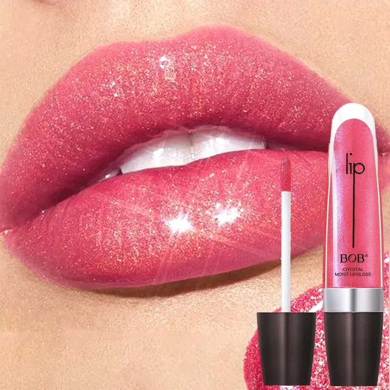 12-Color Mirror Lip Gloss – Pearl Glitter Hydrating Watery Shine Lip Gloss SWANS
