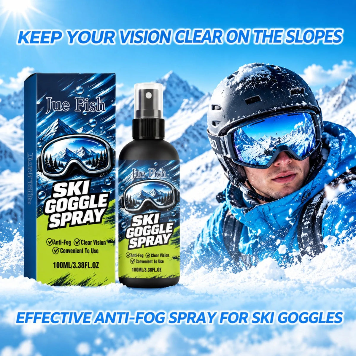 SWANS Anti-Fog Spray for Goggles & Glasses 100ml Defogger Anti-Fog Lens Spray SWANS