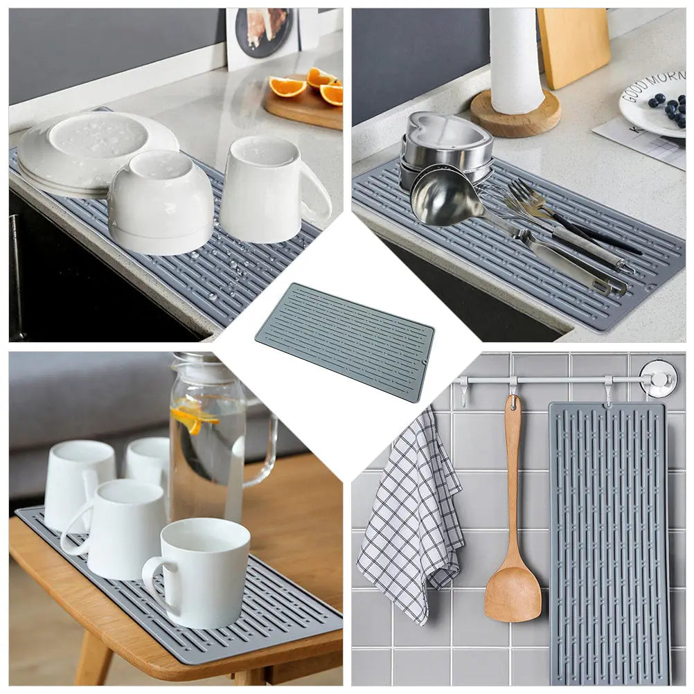 Silicone Dish Drying Mat – Non-Slip Quick-Dry Kitchen Drain Pad Dish Drying Mat SWANS