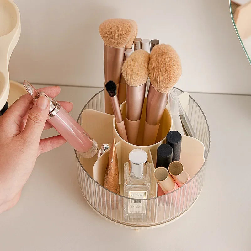 360 Rotating Makeup Brush Holder with Lid – Vanity Organizer Makeup Organizer SWANS