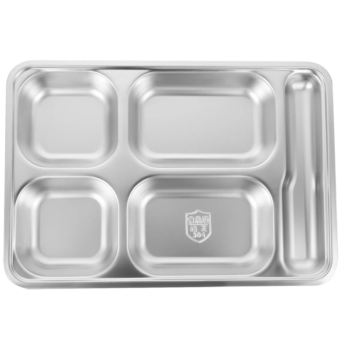 WINOMO XL Stainless Steel Divided Plate – 4 Deep Compartments Divided Dinner Plate SWANS