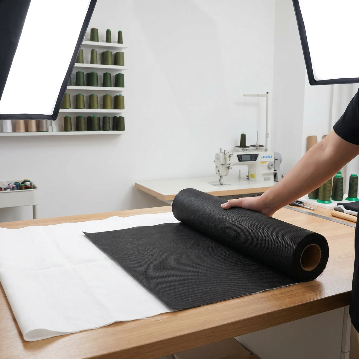 Iron-On Fusible Interfacing Roll – Black Non-Woven 11.8"×20yd Fusible Interfacing Roll SWANS