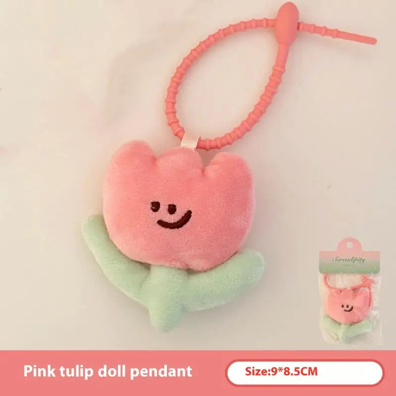 Tulip Plush Keyring – Cute Floral Bag Charm Keychain Gift Plush Keychain Charm SWANS Pink