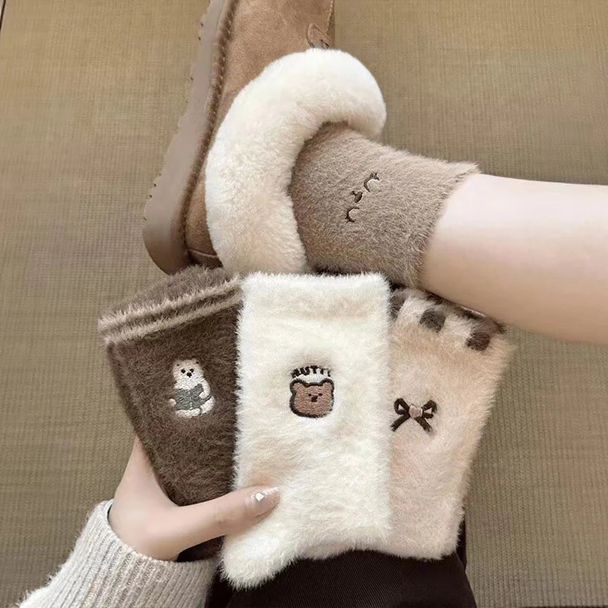 Women's Thick Plush Faux Mink Fur Socks – Cozy Winter Floor Socks Plush Winter Socks SWANS