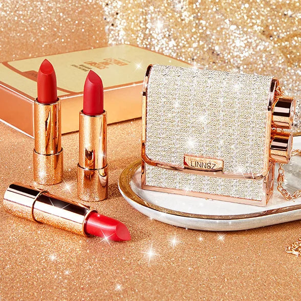 TVLV 3-Colour Matte Lipstick Set + Silver Chain Bag | Waterproof Matte Lipstick Set SWANS