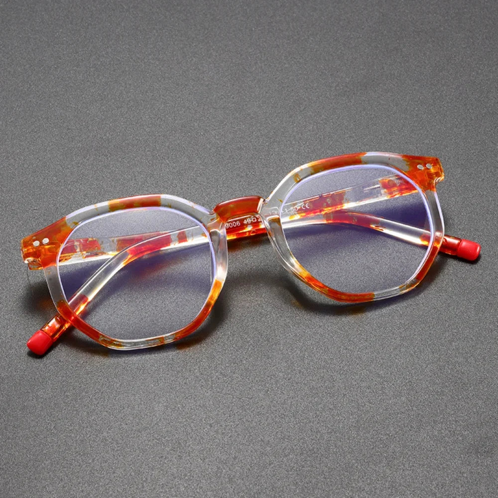 Women's Polygon Reading Glasses Anti Blue Light +1.0–+4.0 Reading Glasses SWANS Orange-100