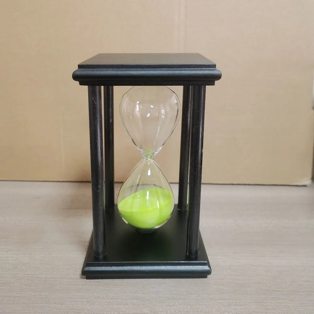 Vintage Wooden Hourglass Sand Timer 30/60 Min – 8 Colors Hourglass Sand Timer SWANS Black Green 60min