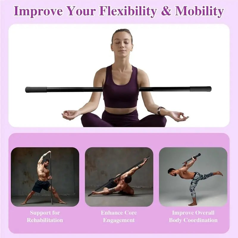 SWANS 5ft Adjustable Yoga Stretching Stick – Steel & Foam Yoga Stretching Stick SWANS