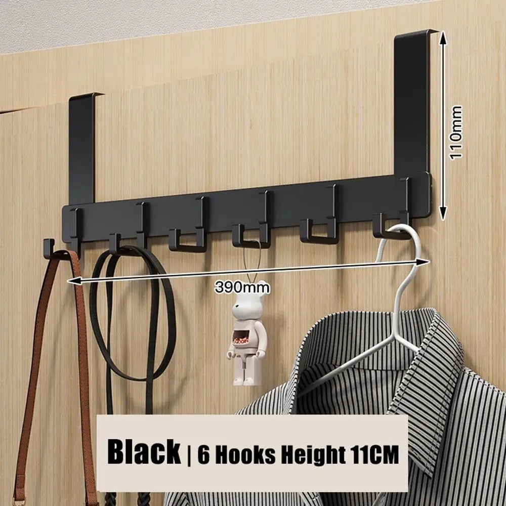Over-the-Door Hook Rack – No-Drill Aluminum Hanger Organizer Door Hook Rack SWANS black-11cm XL