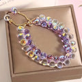 Double Layer Crystal Bead Bracelet – Iridescent Stone Beads Beaded Bracelet SWANS purple