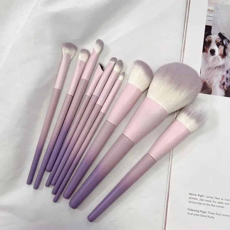 10-Piece Purple Makeup Brush Set – Powder, Shadow & Concealer Makeup Brush Set SWANS