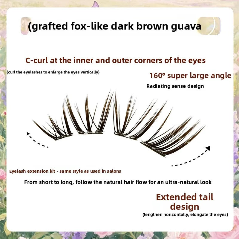 Dark Brown Pre-Glued Cluster False Lashes – Wispy & Natural Individual Cluster Lashes SWANS