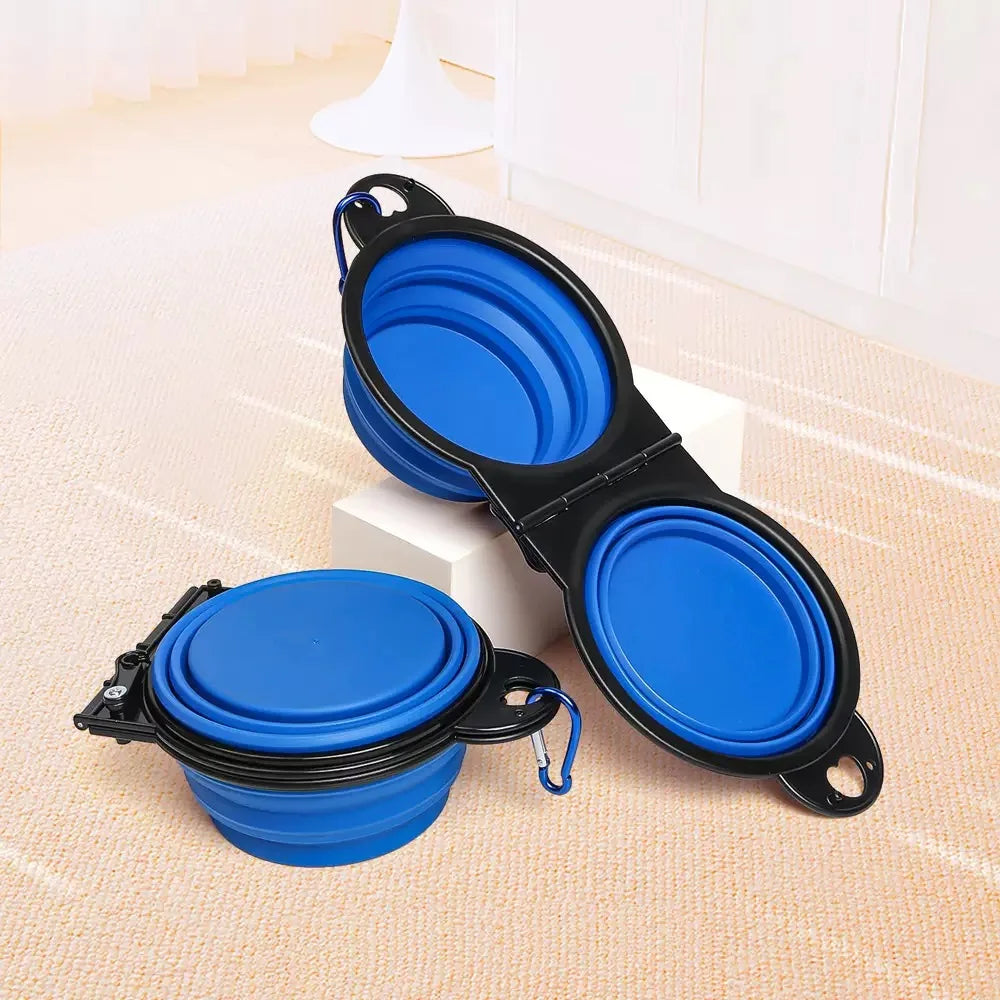 SWANS 2-in-1 Foldable Dual Pet Bowl – Portable Travel Feeder Foldable Pet Bowl SWANS BLUE