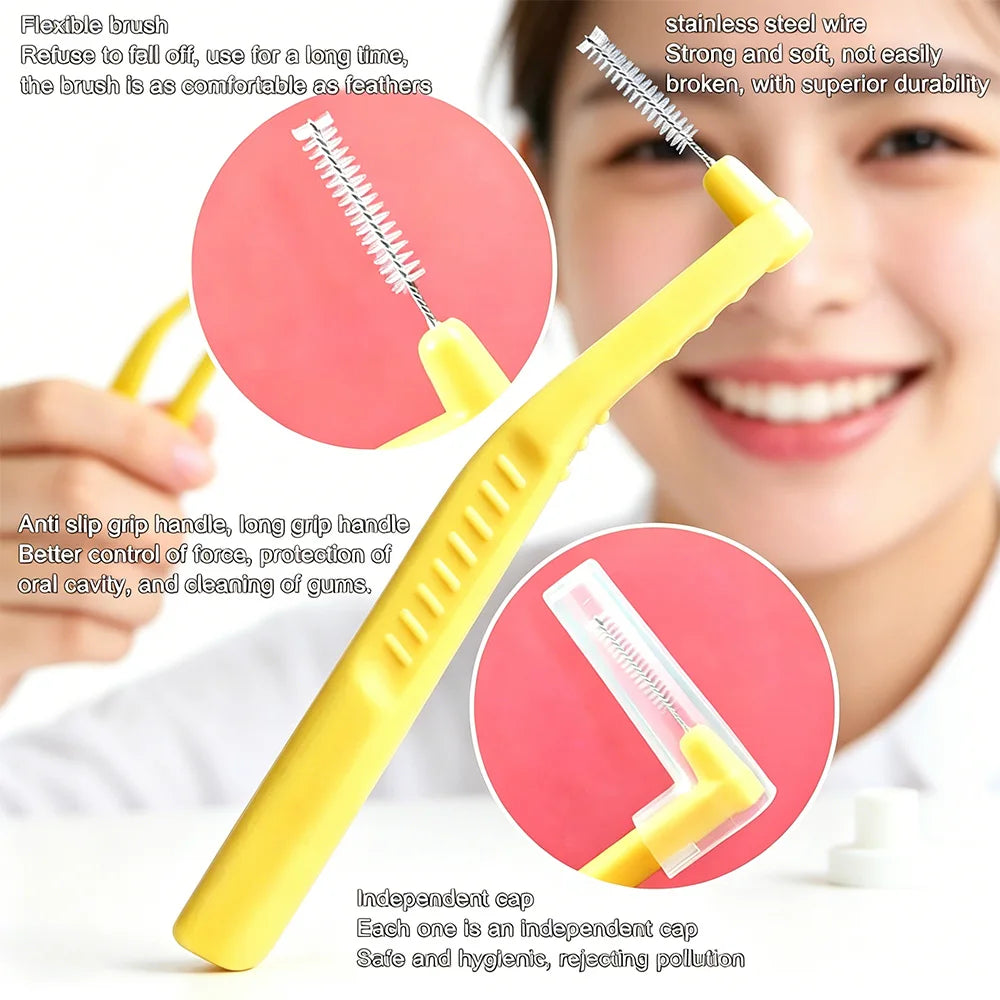 L-Shaped Interdental Brushes 20Pcs – Braces & Gap Cleaner Interdental Brush SWANS