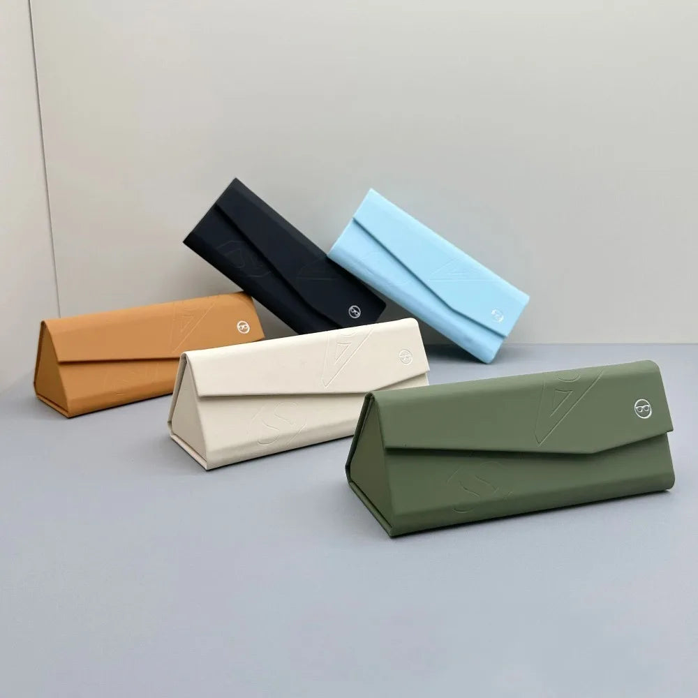 Retro Foldable Leather Glasses Case – Triangle Sunglasses Box Eyewear Glasses Case SWANS