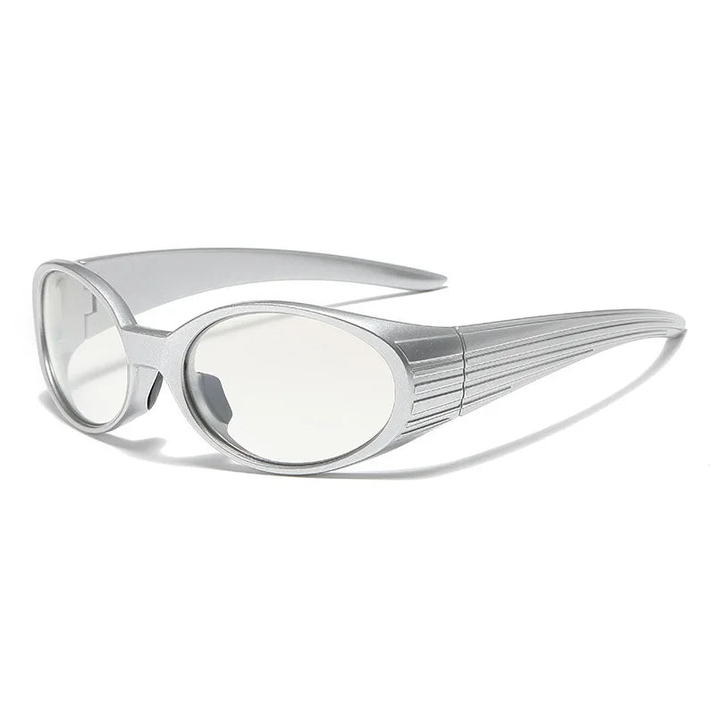 Y2K Steampunk Vintage Sunglasses Unisex UV400 Punk Goggle Steampunk Sunglasses SWANS Silver Light Gray