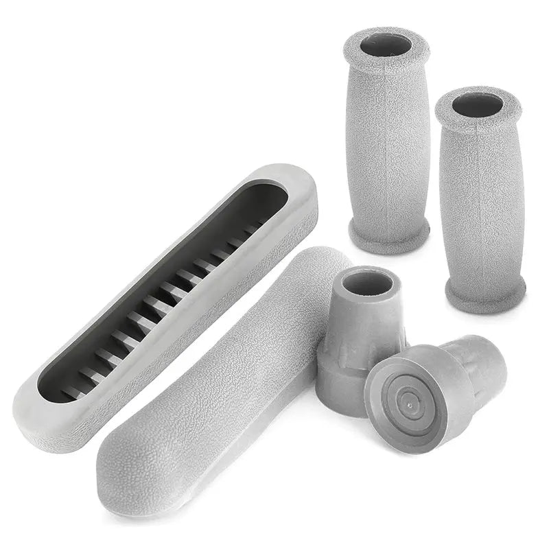 7/8 Inch Replacement Crutch Pads – Anti-Slip Rubber Set 6pc Crutch Accessories SWANS Gray