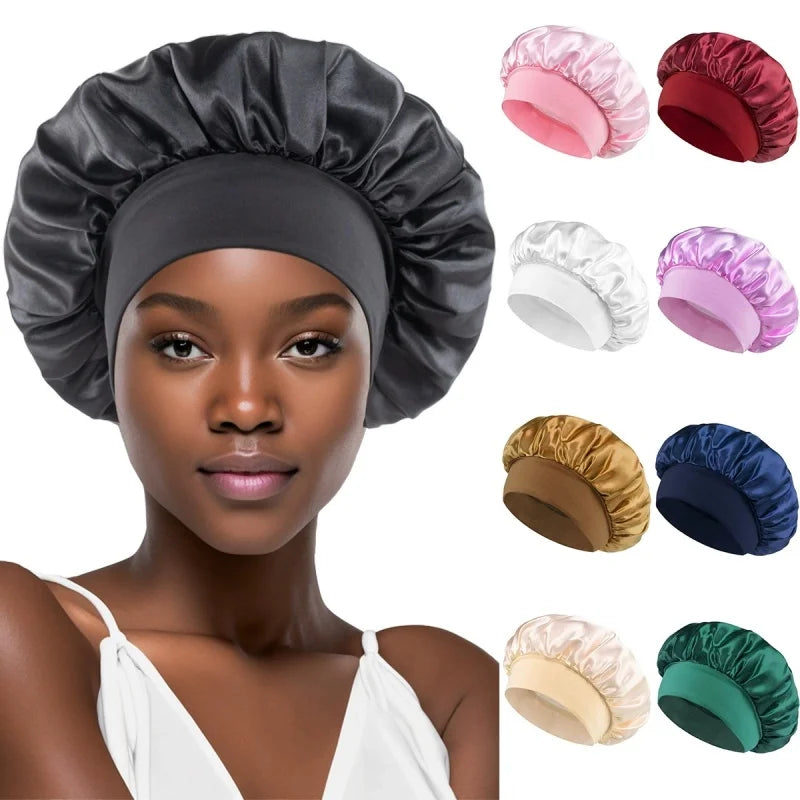 Satin Sleep Bonnet for Natural Curly Hair – Women's Silk Cap Satin Sleep Bonnet SWANS