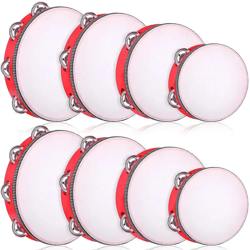 Wooden Round Tambourine Single Row Jingles – 4 to 10 Inch Handheld Tambourine SWANS