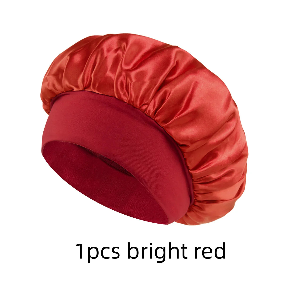 Satin Sleep Bonnet for Natural Curly Hair – Women's Silk Cap Satin Sleep Bonnet SWANS 1pcs bright red