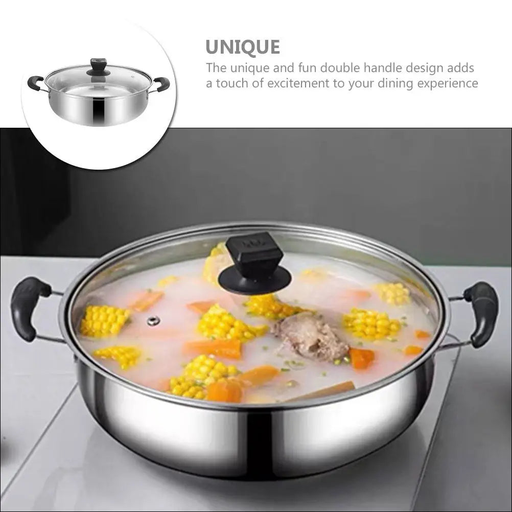 Large Stainless Steel Hot Pot Double Handle – Even Heat 28cm Stainless Steel Stockpot SWANS