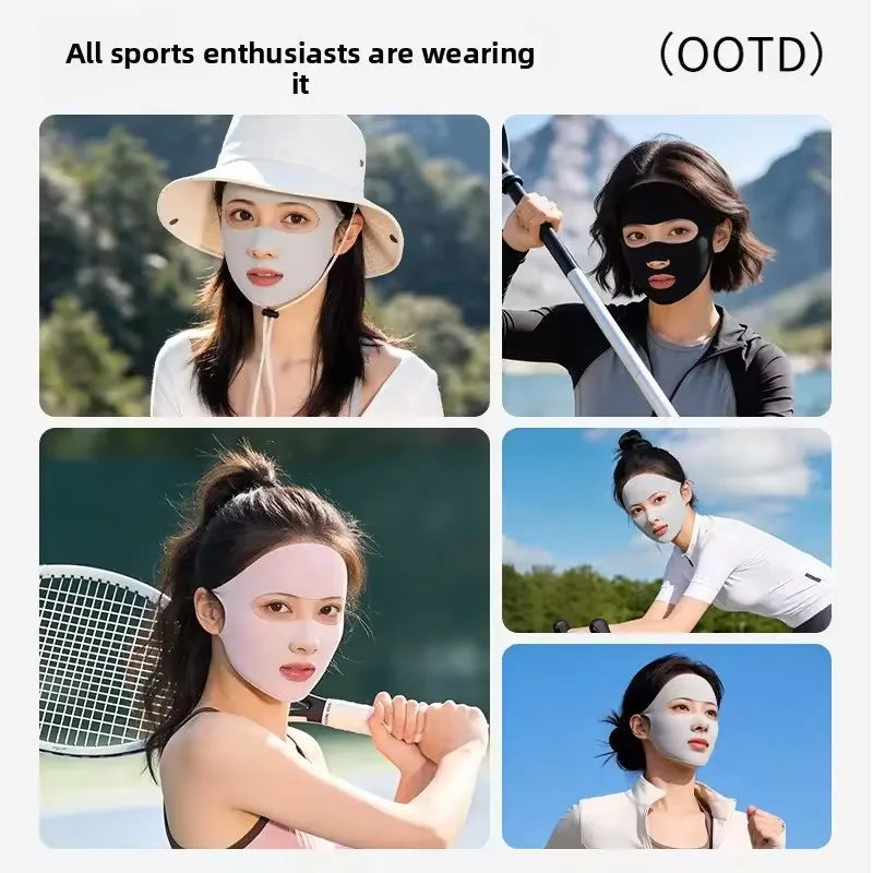 UPF 50+ Ice Silk Full Face Sun Mask – Cycling & Outdoor Sports UV Sun Face Mask SWANS