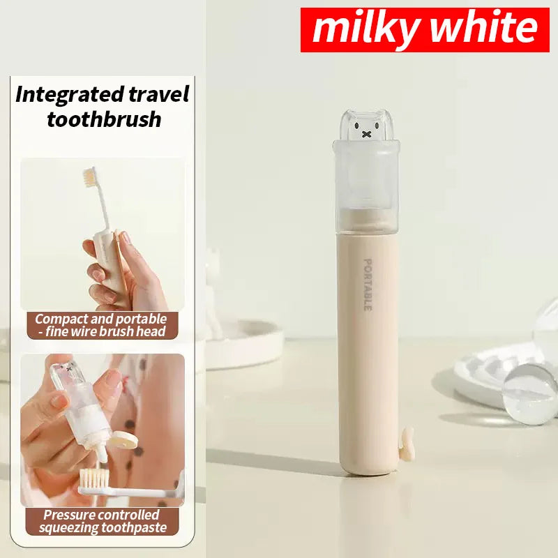 SWANS Foldable 2-in-1 Travel Toothbrush with Toothpaste Storage Travel Toothbrush Set SWANS WHITE