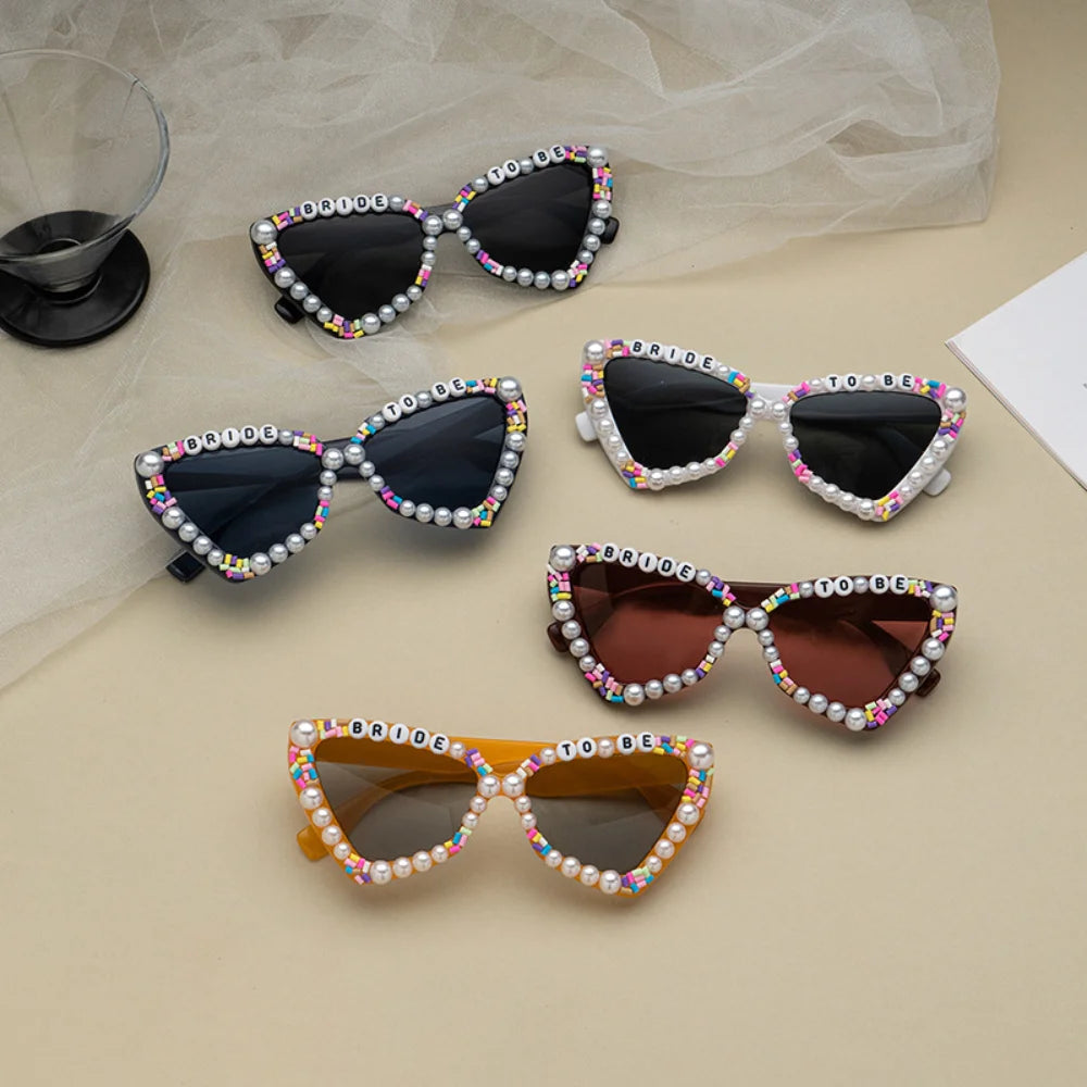 Bride To Be Pearl Cat Eye Sunglasses – Bachelorette Gift Bridal Party Sunglasses SWANS