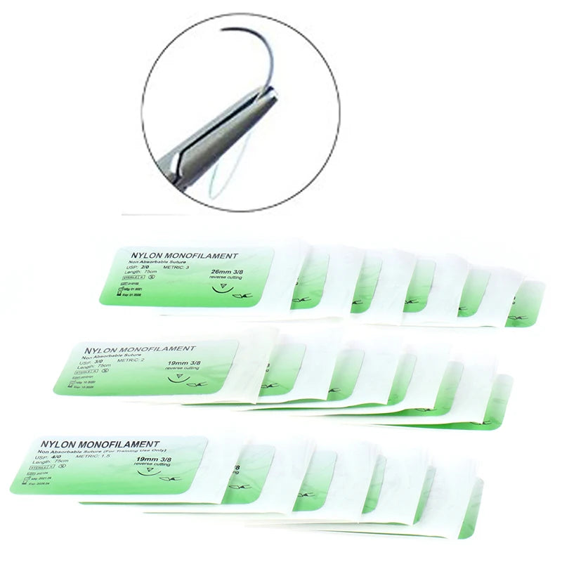 Suture Practice Kit 6/12Pcs Nylon Needle Thread 2/0–5/0 Training Suture Practice Kit SWANS